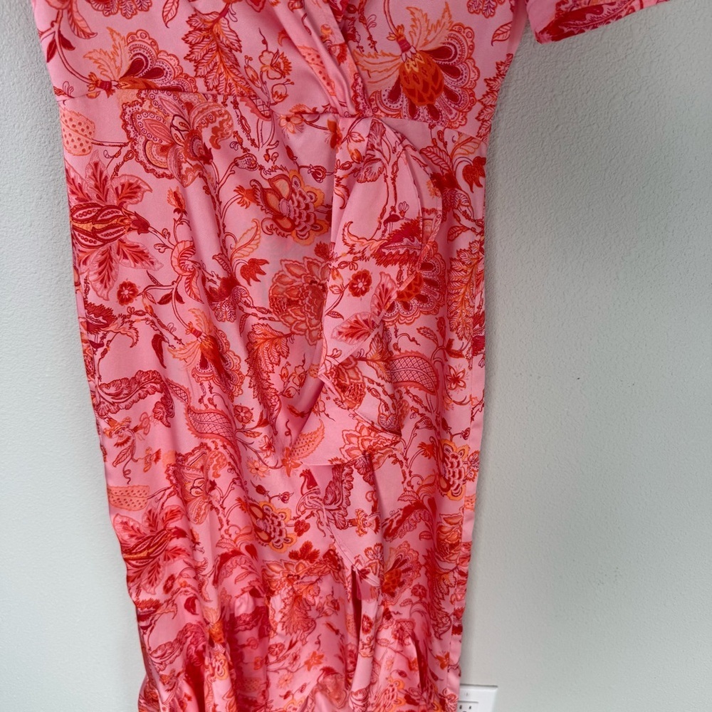 NWOT CINQ A SEPT Kay Floral-Print Midi-Dress English Rose Multi Boho Women’s 0 - Picture 8 of 14